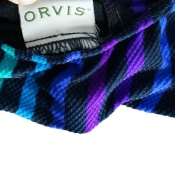 Orvis Swimsuit Women's 12 One Piece Striped Multicolor Shorts Tank Ribbed Modest - Picture 4 of 5